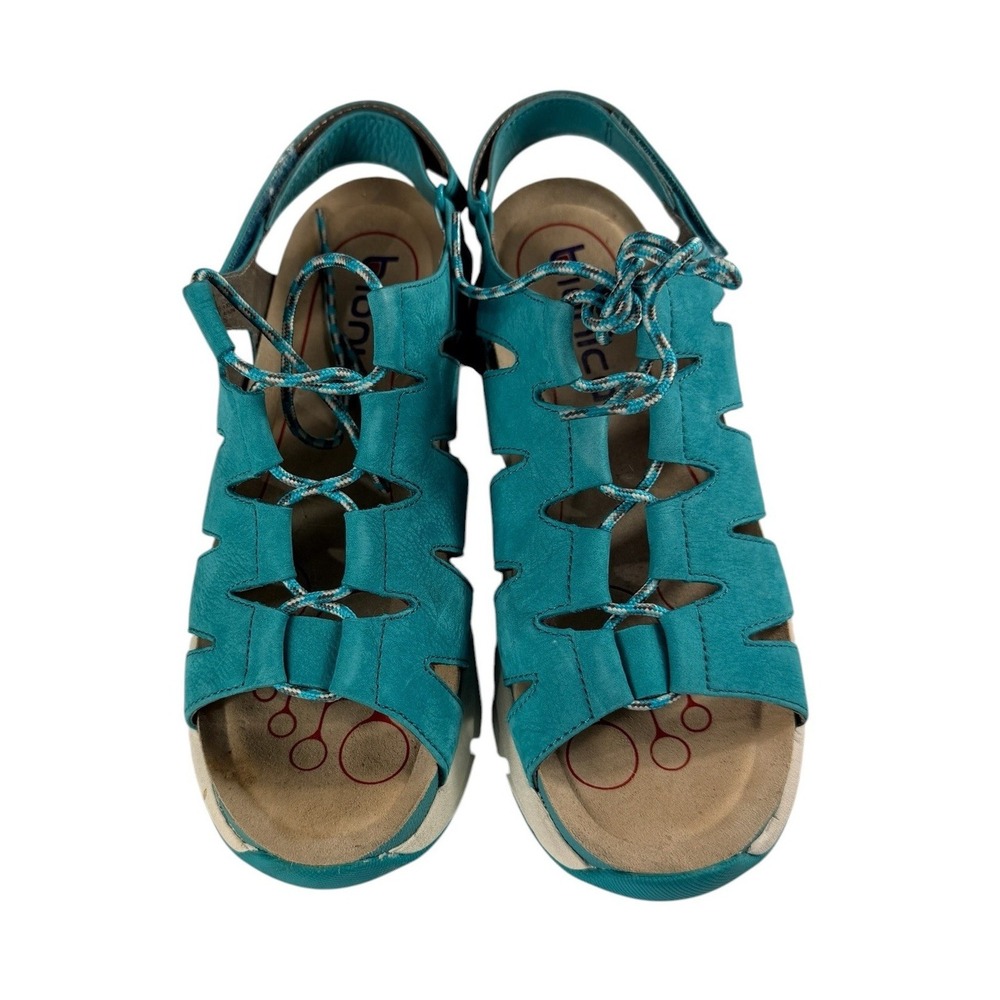 Bionica Olanda Turquoise Leather Sporty Fisherman Sandals Womens 10 BI0000506